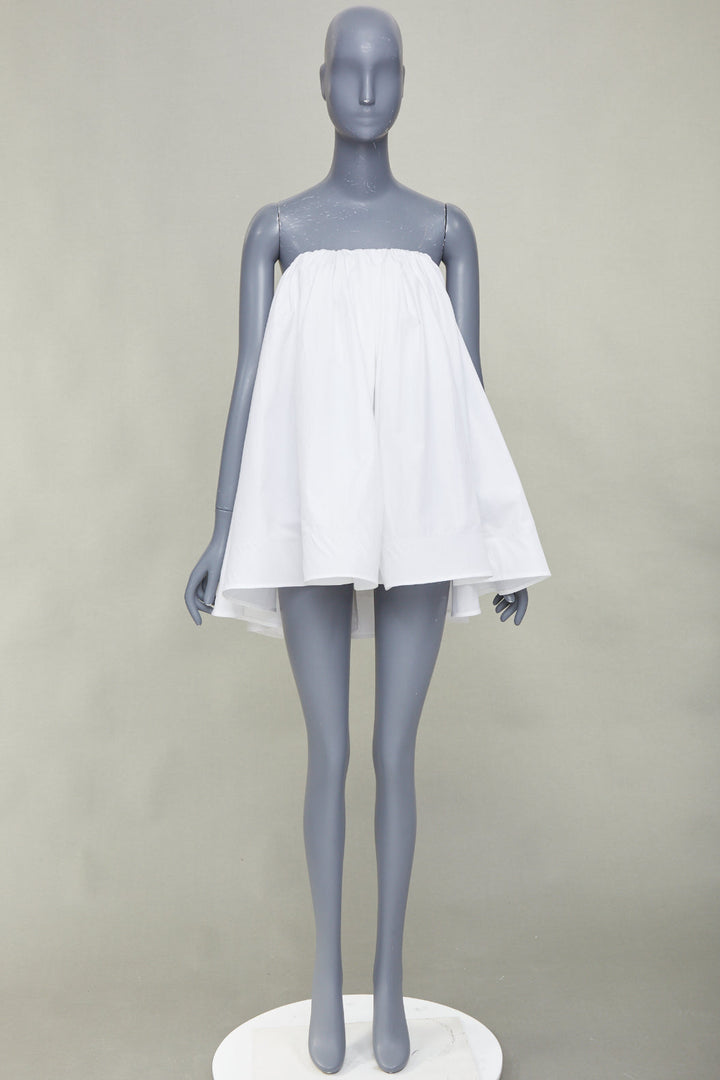 MATICEVSKI 2016 Profound white crisp cotton babydoll high low tunic top AUS8 S