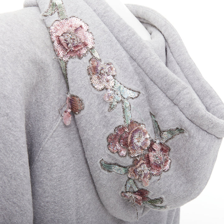 GUCCI Blind For Love grey cotton yellow tiger embroidered hoodie XS