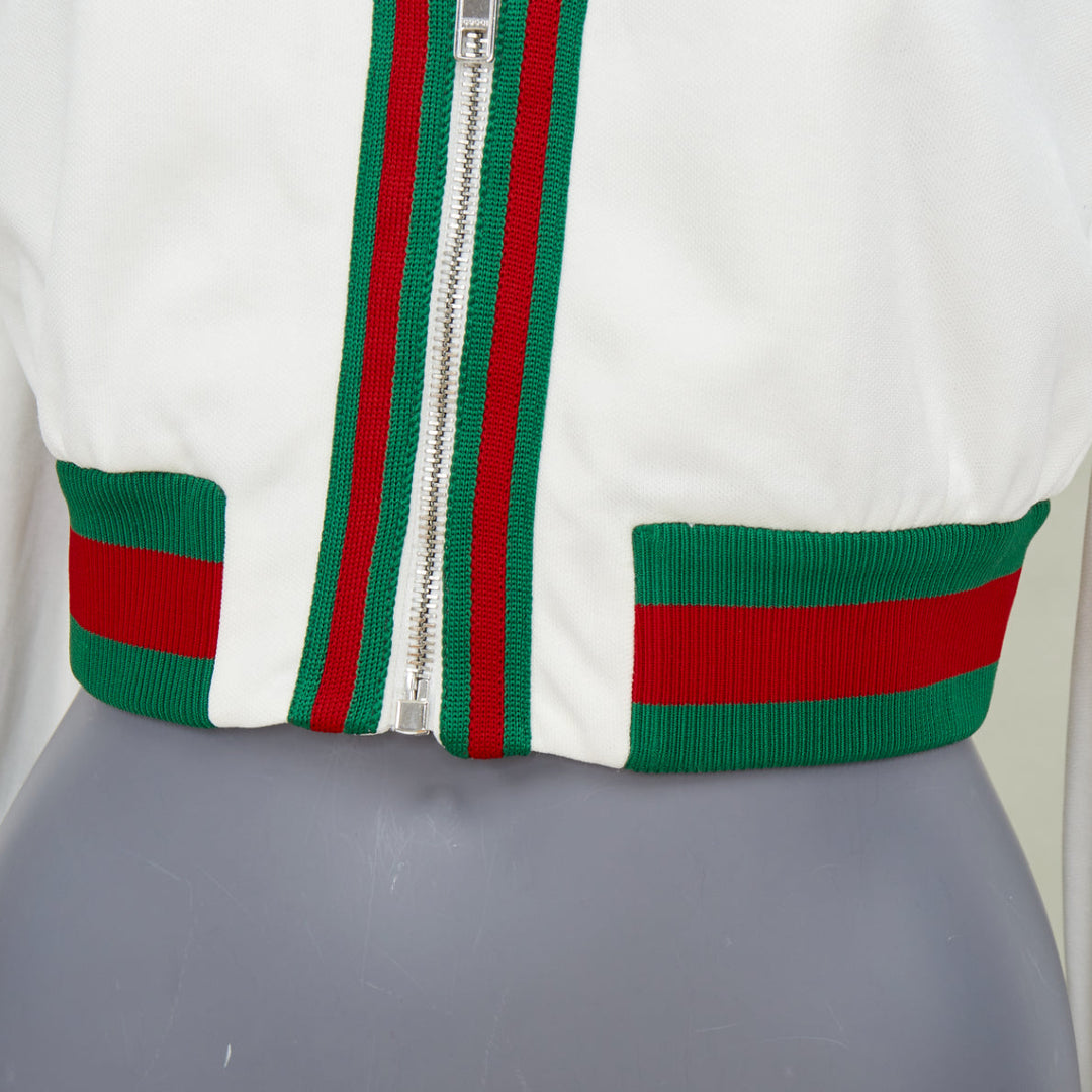 GUCCI 2023 green red Web stripe interlocking G logo crop mesh track jacket XS