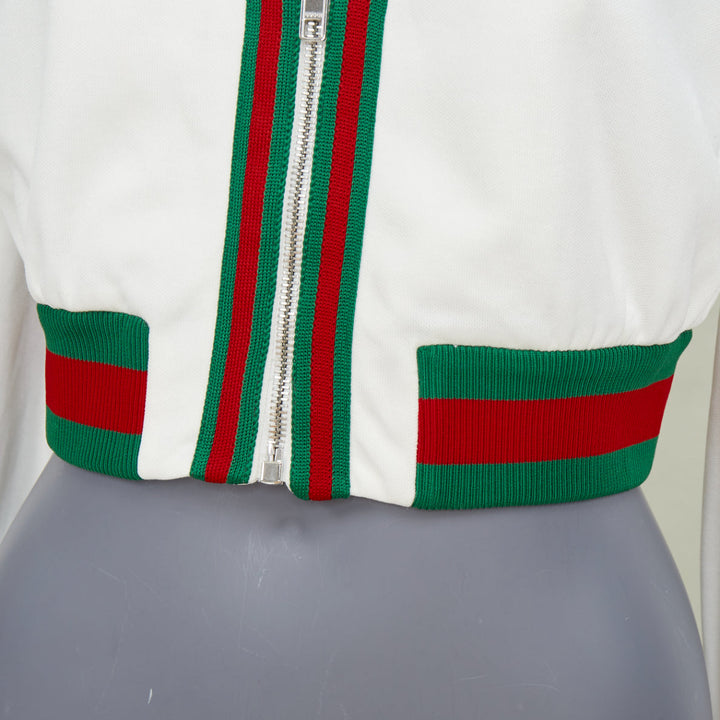 GUCCI 2023 green red Web stripe interlocking G logo crop mesh track jacket XS
