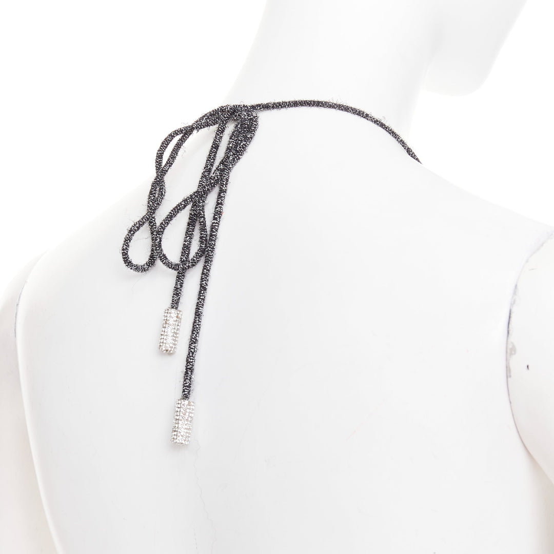 ALEXANDRE VAUTHIER metallic silver lurex knit ruched backless halter dress