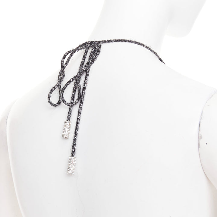 ALEXANDRE VAUTHIER metallic silver lurex knit ruched backless halter dress