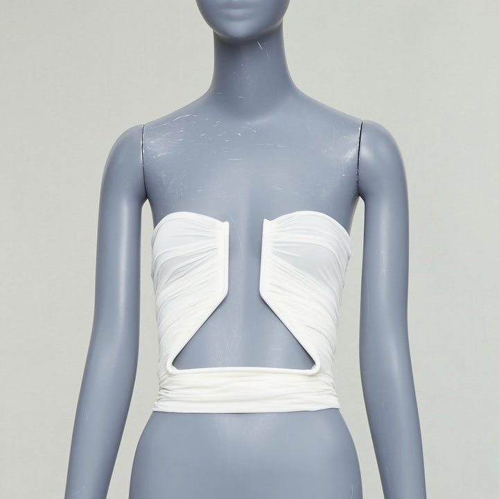 RICK OWENS 2023 Prong milk white cupro blend wired tube top IT38 XS