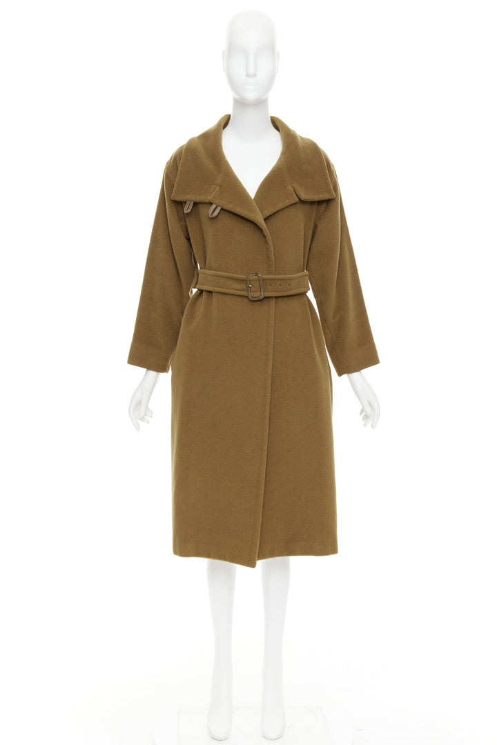 MAX MARA camel brown wool cashmere belted wide collar coat S
