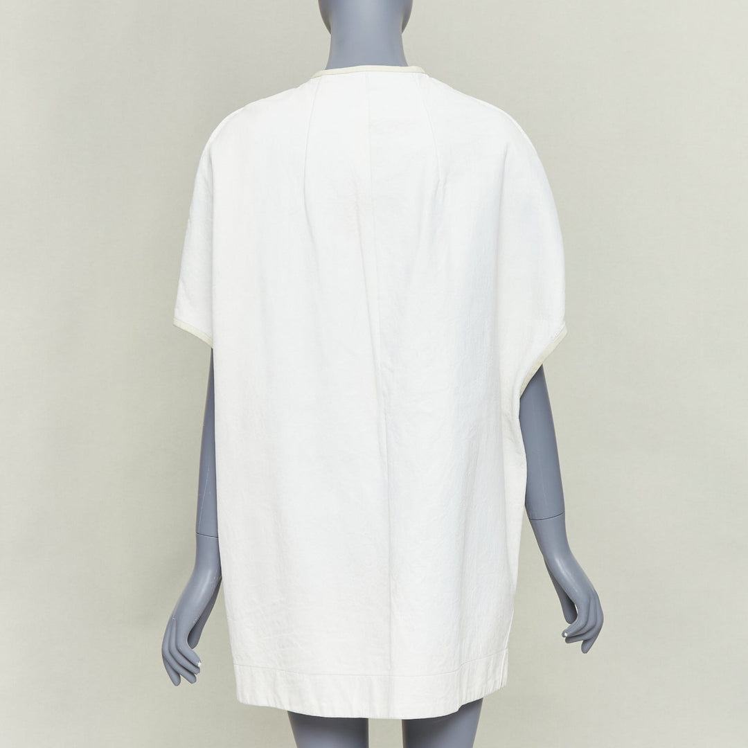 RICK OWENS 2012 Naska off white lambskin contrast trim cape jacket IT40 S