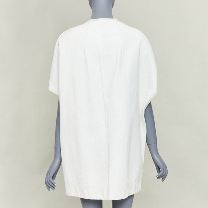 RICK OWENS 2012 Naska off white lambskin contrast trim cape jacket IT40 S