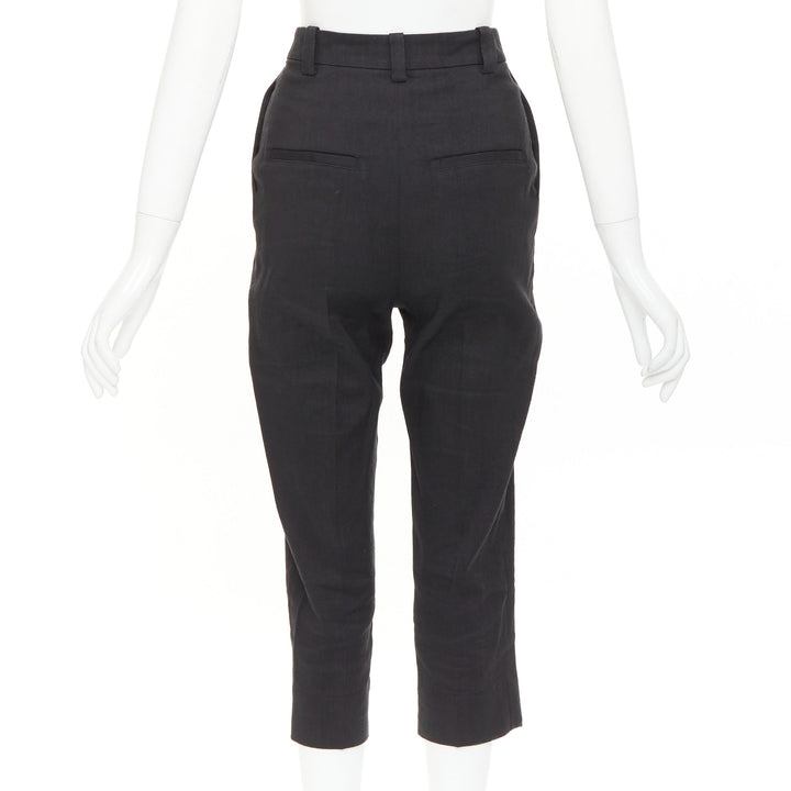 JACQUEMUS L'amour black hemp wool high rise cropped clam digger pants FR34 XS