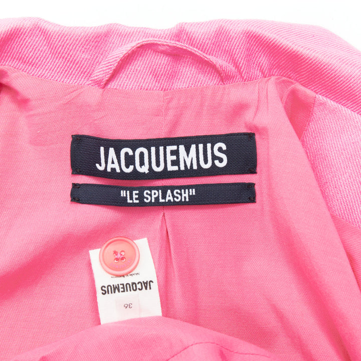 JACQUEMUS Le Splash Fresa hot pink linen twill fitted waist blazer FR36 S