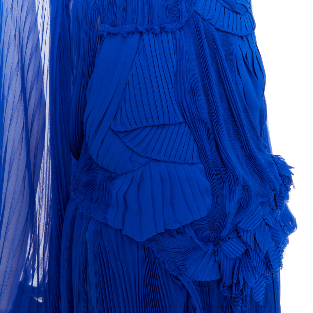 rare ALEXANDRE VAUTHIER COUTURE AW2022 Runway Lognon blue floral pleated gown