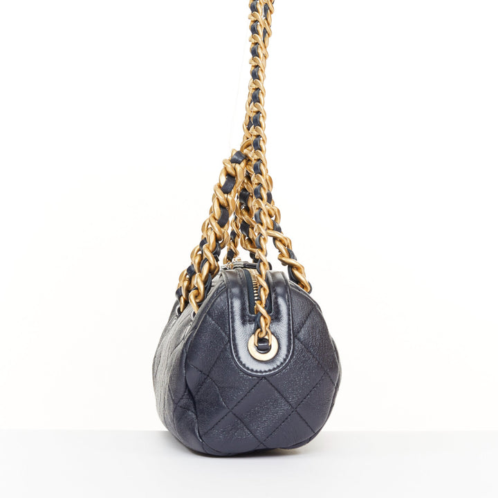 CHANEL 2020 Fashion Therapy Quilted Lambskin small gold hardware bowling bag