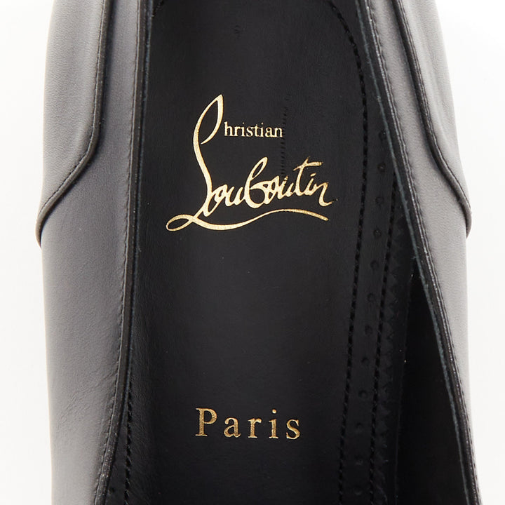 CHRISTIAN LOUBOUTIN Aiguilou 30 black calf leather strass spike loafer EU44 US11