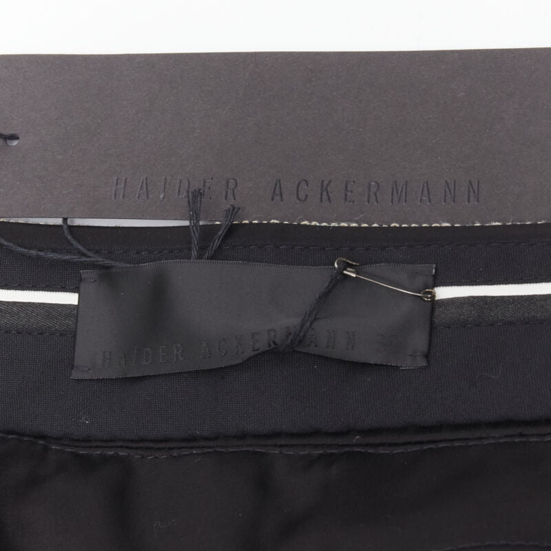 HAIDER ACKERMANN Heracleum black ice blue grosgrain cut out trousers FR36 XS