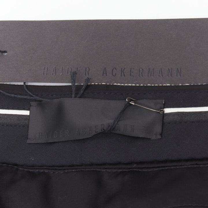 HAIDER ACKERMANN Heracleum black ice blue grosgrain cut out trousers FR36 XS