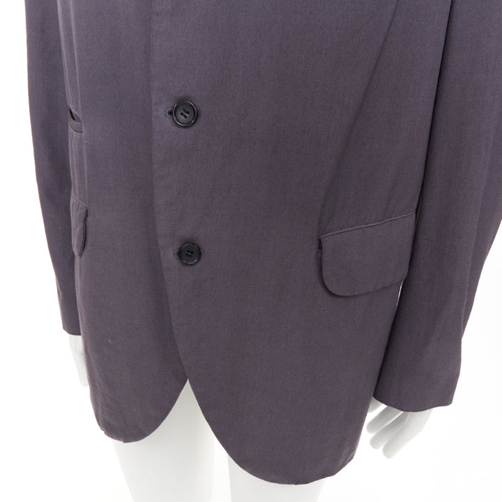 COMME DES GARCONS HOMME DEUX 2024 grey wool flap pockets long-line blazer XL