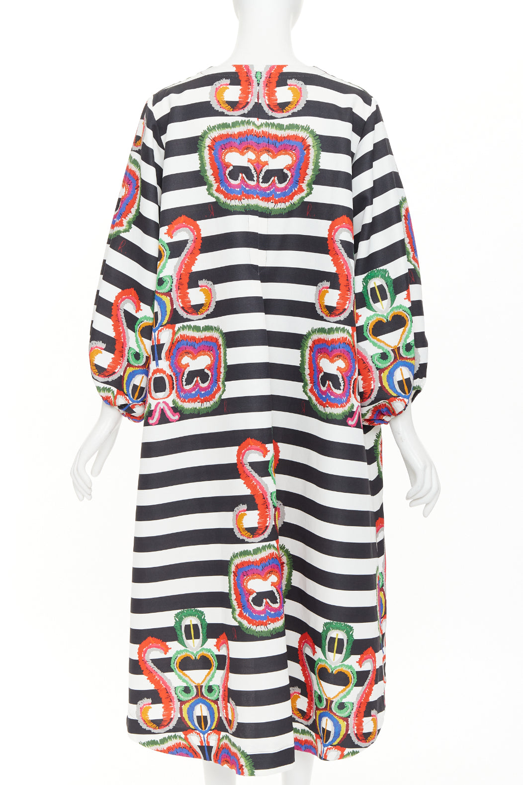 RIANNA AND NINA black white striped graphic print V-neck tent dress OS