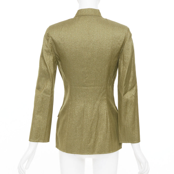 CELINE Vintage Finition Main gold metallic wool military safari jacket FR36 S