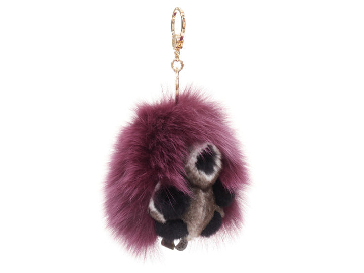 LORO PIANA 100% mink fur My Istrice purple brown  Porcupine bag charm keyring