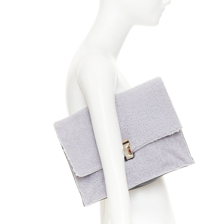 PROENZA SCHOULER 2013 Runway Lunch lilac purple shearling envelop clutch bag