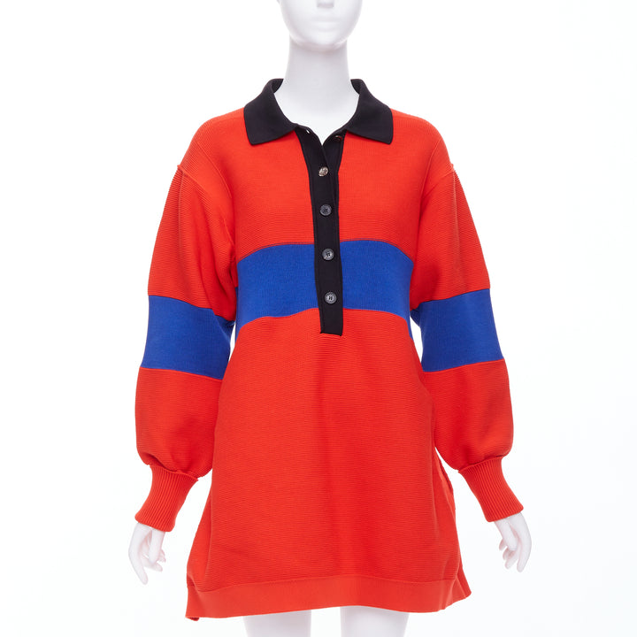 SONIA RYKIEL Forever Saint Germain red blue knitted sweater dress  M