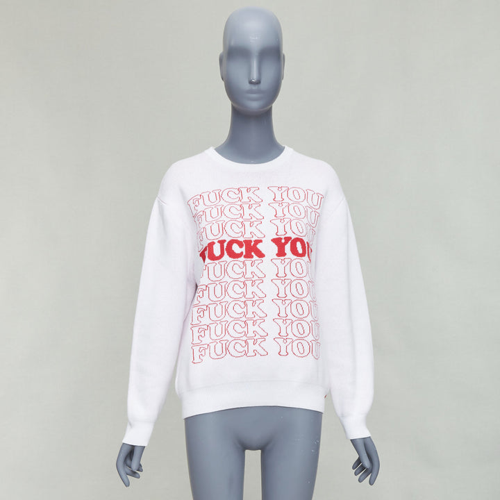 SUPREME Hysteric Glamour white red F YOU slogan pullover sweater S