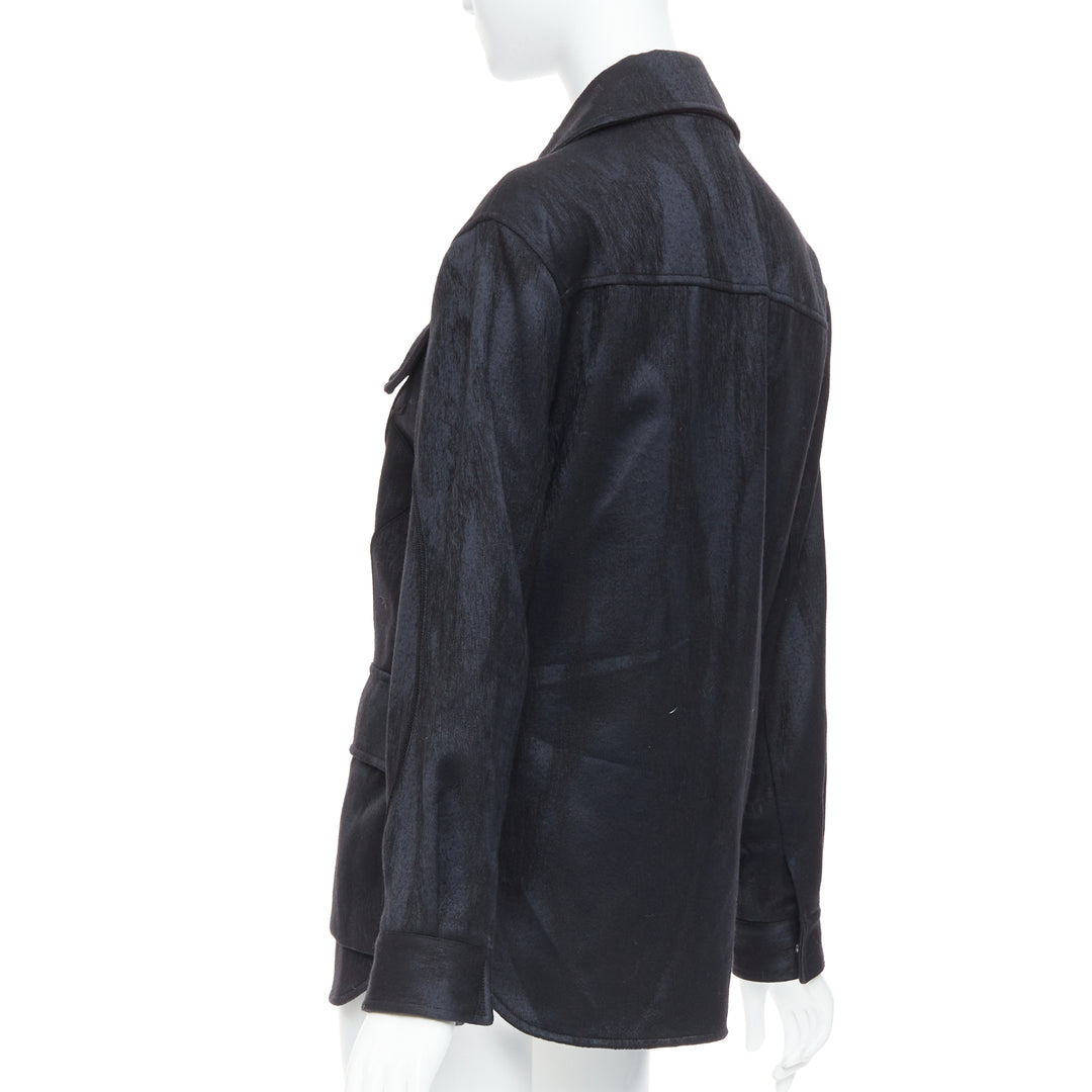 DIOR HOMME AMOAKO BOAFO black applique patchwork silhouette safari jacket FR44