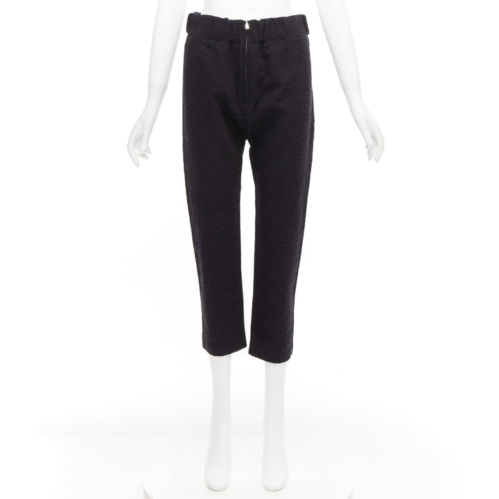 MARNI 2014 black cotton blend jacquard zip front tapered pants IT38 XS