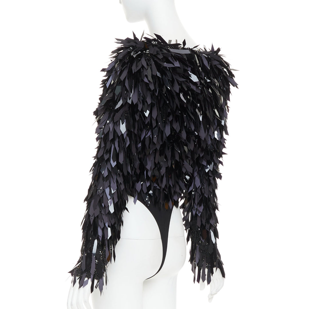 rare ALEXANDRE VAUTHIER COUTURE AW2023 Runway black filigree pailette beaded top