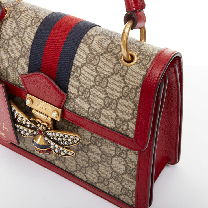 GUCCI 2017 Queen Margaret small GG supreme canvas leather top handle bag