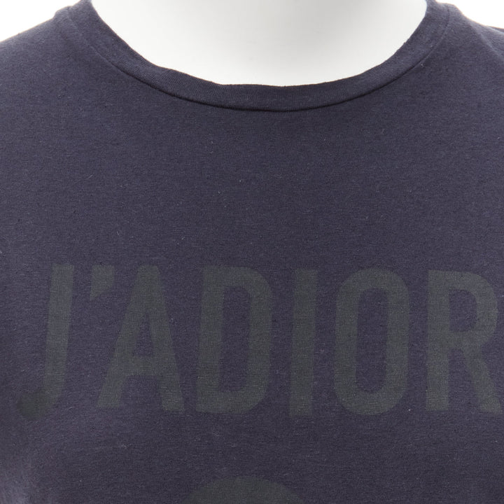CHRISTIAN DIOR Jadior 8 washed black cotton linen screen print tshirt XS