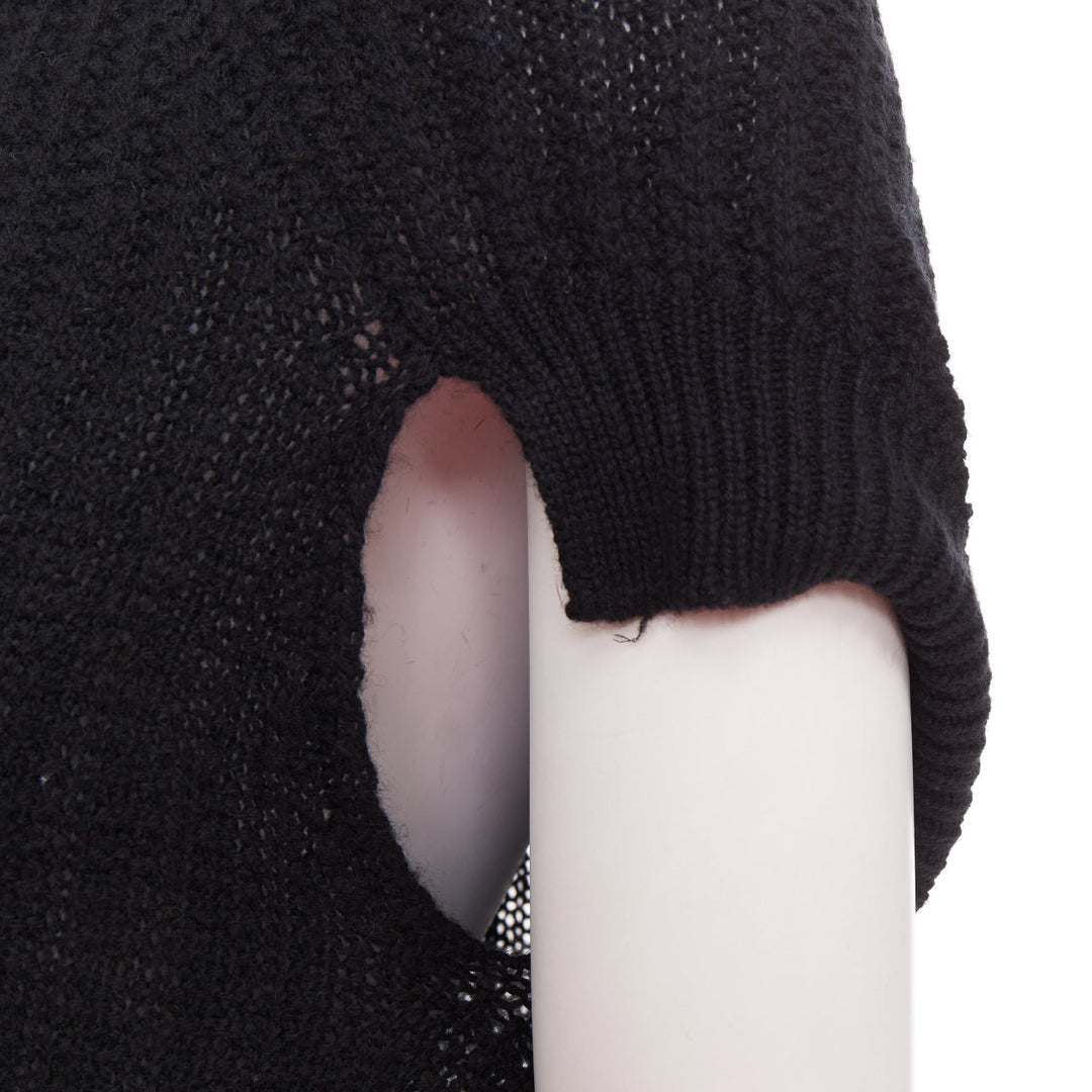 PRADA 100% cashmere black ribbed mock neck cap sleeve sweater vest IT36 XXS