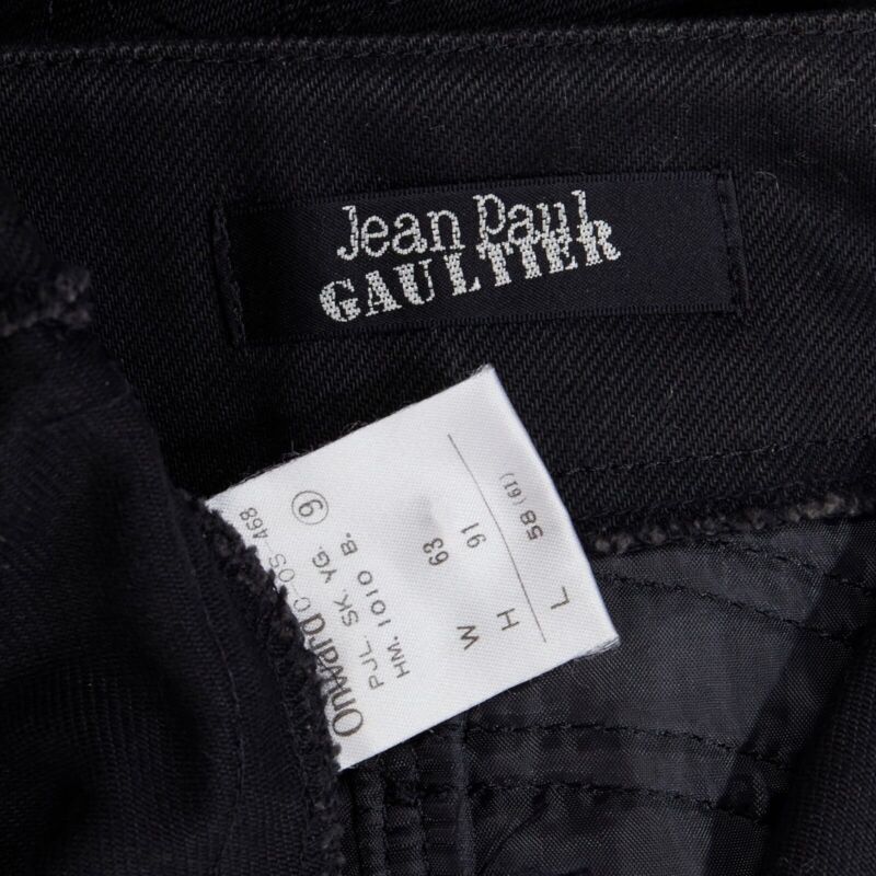 JEAN PAUL GAULTIER black cotton dual zip circle stitch padded bum skirt 25" XS
