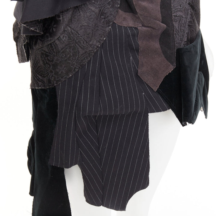 rare COMME DES GARCONS 2009 Runway black patchwork mini skirt