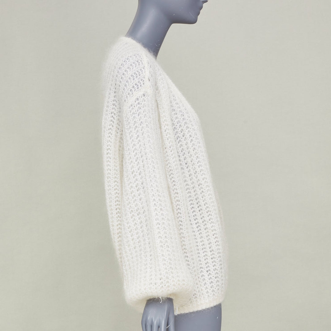 OTEME 2023 Puffed Cardigan off white loose mohair blend casual knitwear XXS