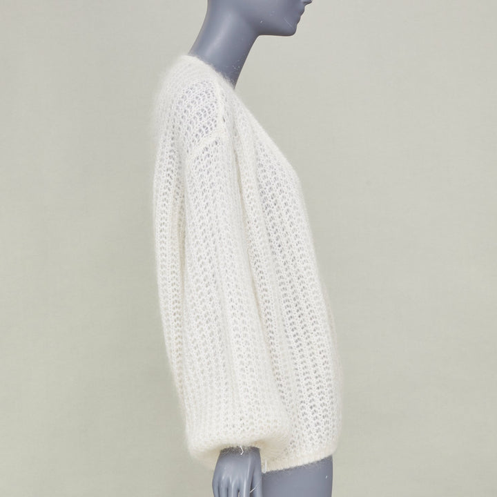 OTEME 2023 Puffed Cardigan off white loose mohair blend casual knitwear XXS