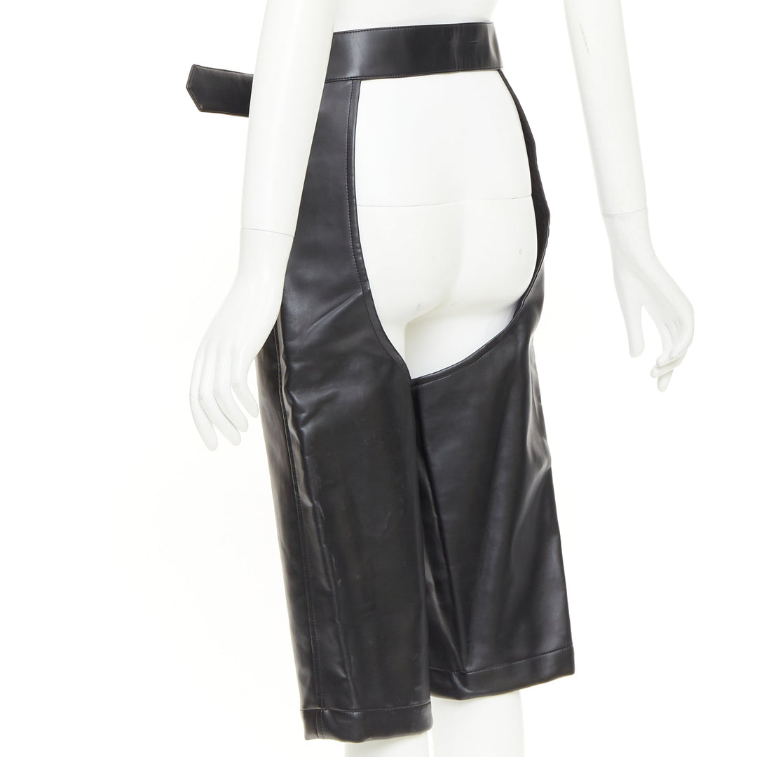 COMME DES GARCONS HOMME PLUS 2019 Runway faux leather cutout chaps shorts XS
