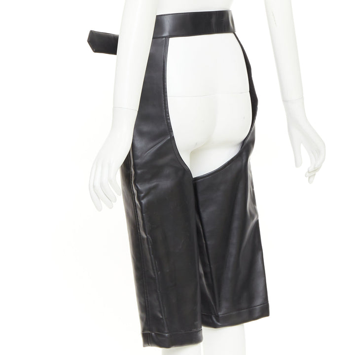 COMME DES GARCONS HOMME PLUS 2019 Runway faux leather cutout chaps shorts XS