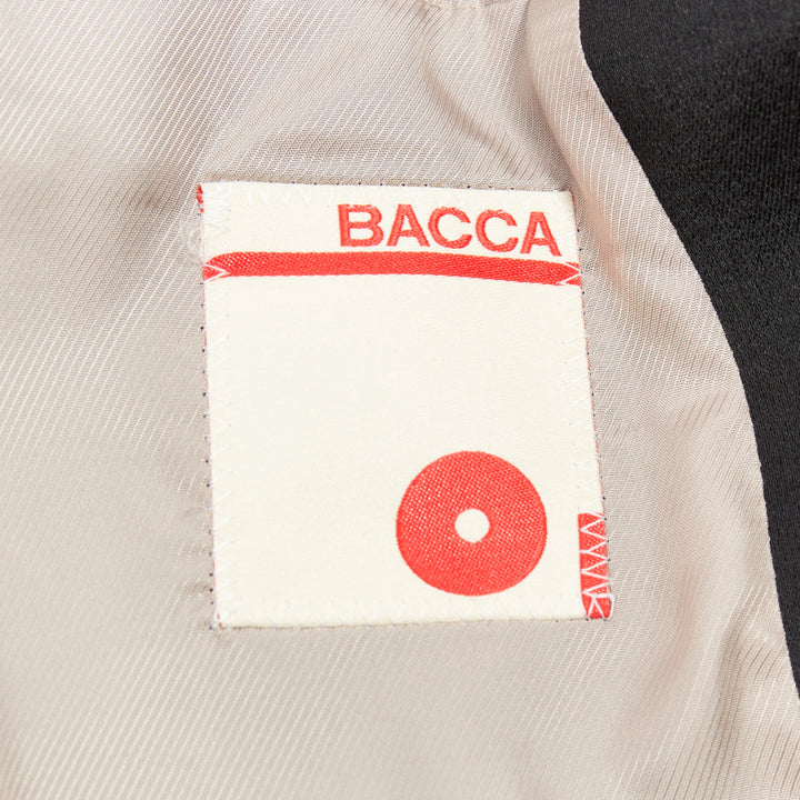 BACCA black satin cropped sleeves single breasted boxy tuxedo blazer