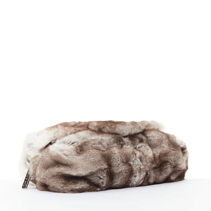 CHANEL 2005 Limited Lapin rabbit fur classic silver CC turnlock shoulder bag