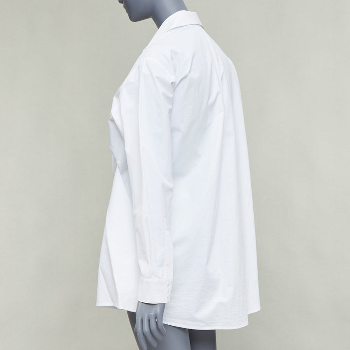 KIMHEKIM Tonight Venus gathered pearl button asymmetric oversized shirt FR36 S