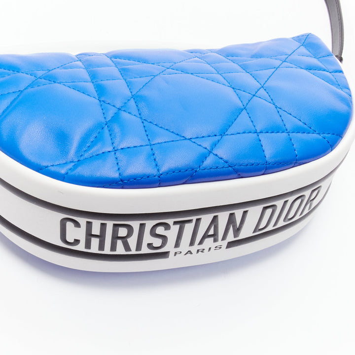 CHRISTIAN DIOR 2022 Vibe blue white cannage lambskin hobo shoulder bag
