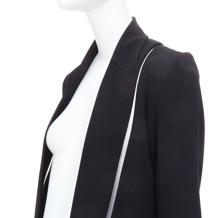 ALEXANDER WANG black fish wise tcut out long blazer jacket US0 XS