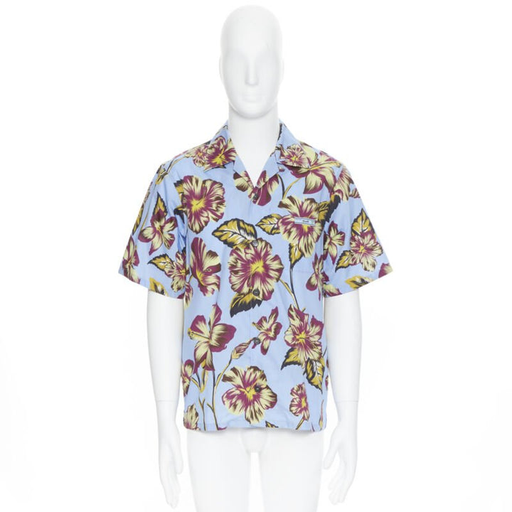 PRADA 2019 Hibiscus floral print short sleeve Hawaiian bowling camp shirt M