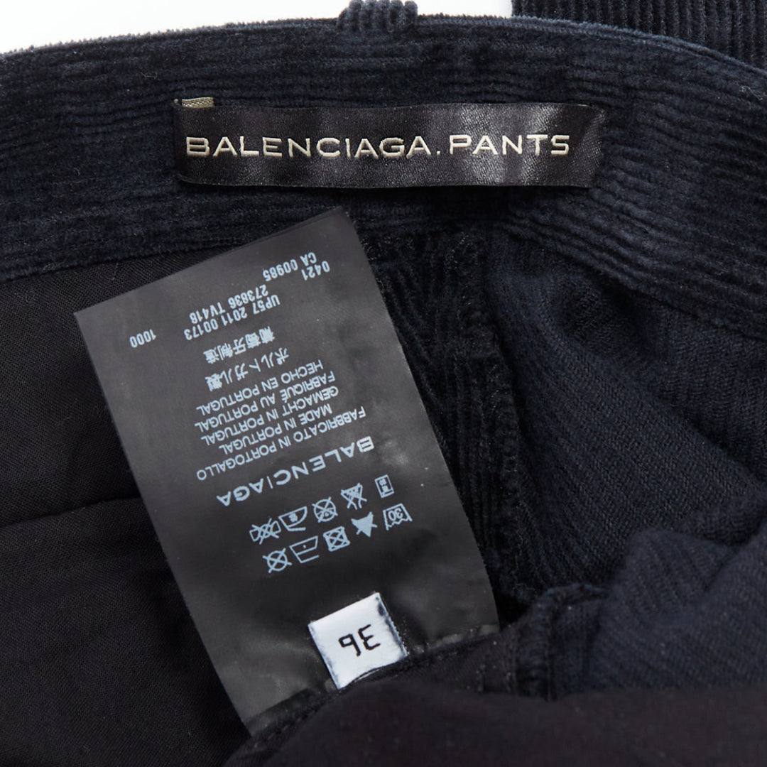 BALENCIAGA 2011 black corduroy mid waist straight leg pants FR36 S