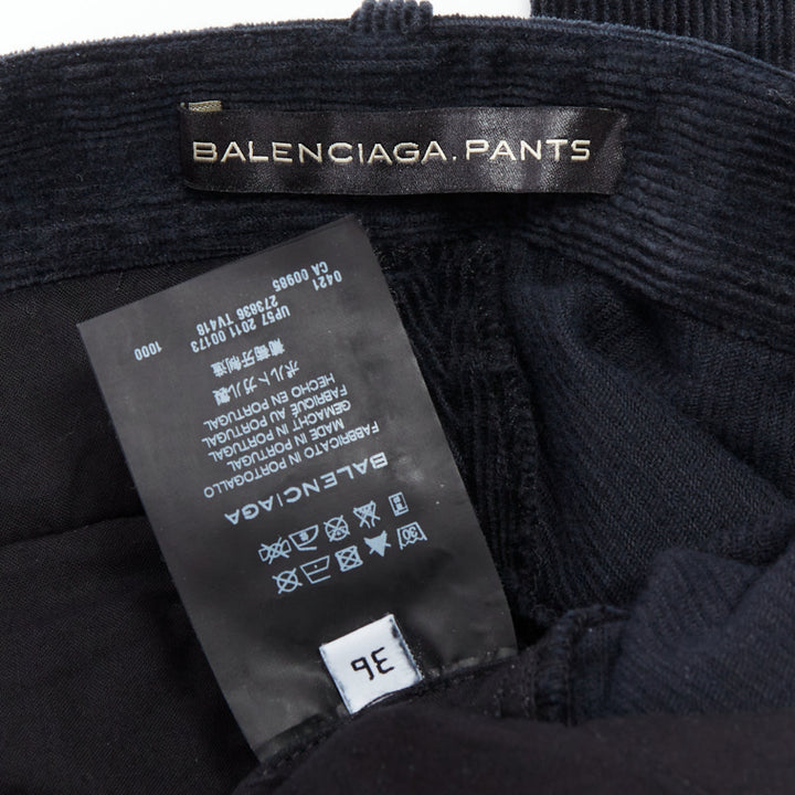 BALENCIAGA 2011 black corduroy mid waist straight leg pants FR36 S