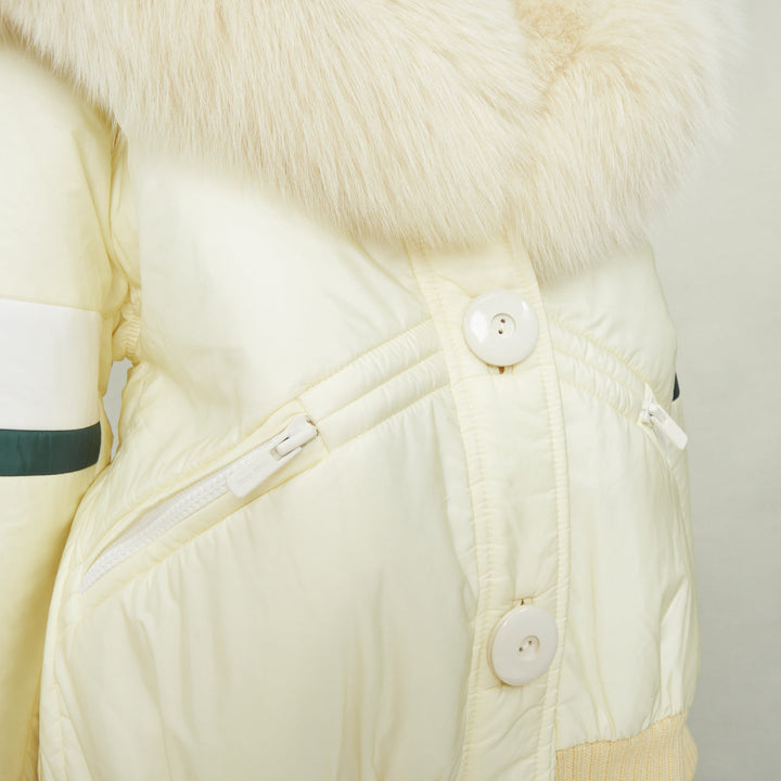 MIU MIU 2017 Runway oversized fur collar striped puffer bomber jacket IT36 XXS