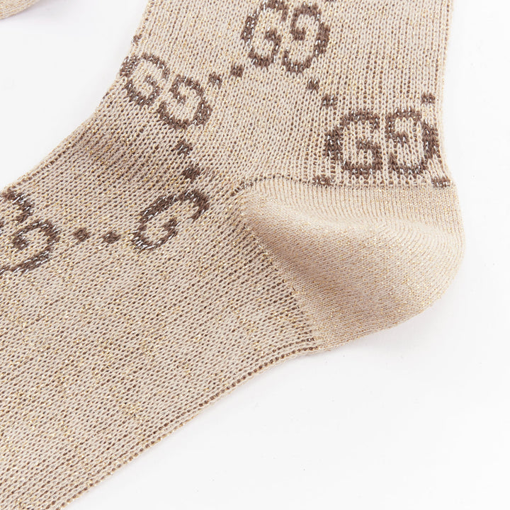 GUCCI Alessandro Michele beige lame GG monogram anklet