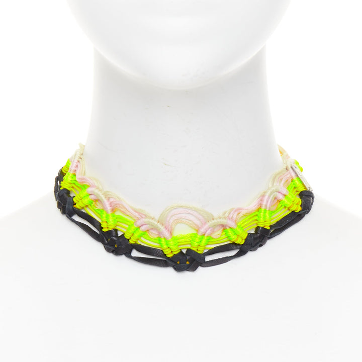 rare SAINT LAURENT Hedi Slimane 2015 Runway Surf Sound leather braided necklace