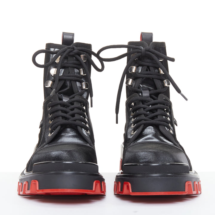 CHRISTIAN LOUBOUTIN Panaroot Dune 40 black canvas platform ankle boots EU43 US10