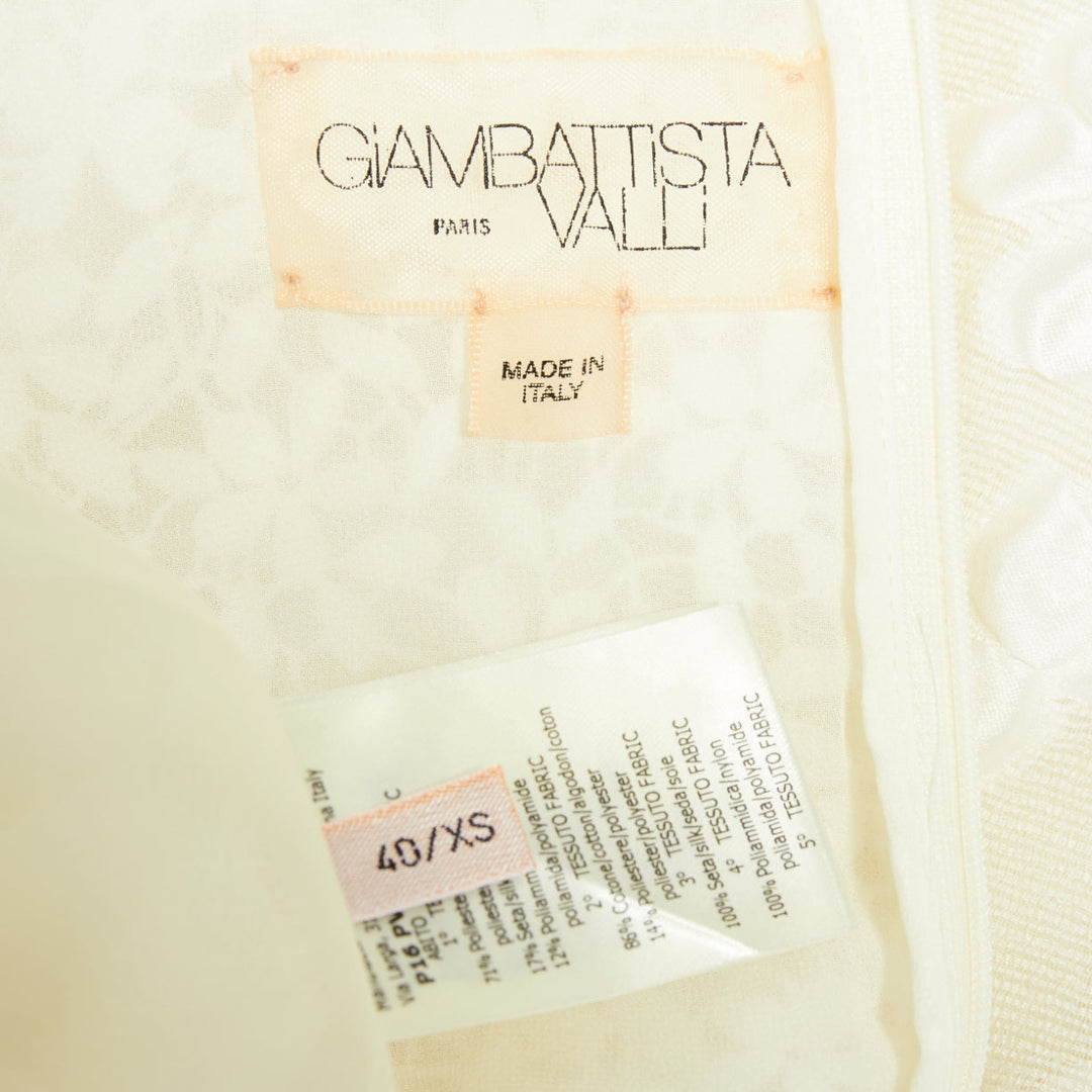 GIAMBATTISTA VALLI ivory floral cloque lace body sleeveless bridal dress IT40 S