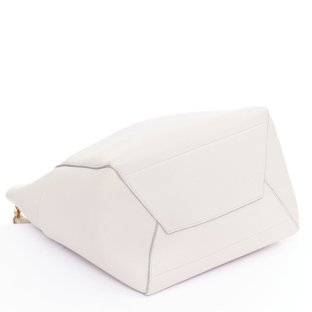 OLD CELINE Seau Sangle off white grey calfskin wool canvas strap bucket bag